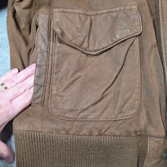 Vtg G-III Global Identity Jacket Mens L Brown Leather Bomber Aviator Map Lined - Picture 8 of 16